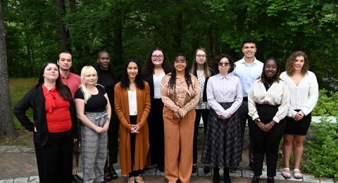 12 students, professional attire, 2023 McNair summer cohort